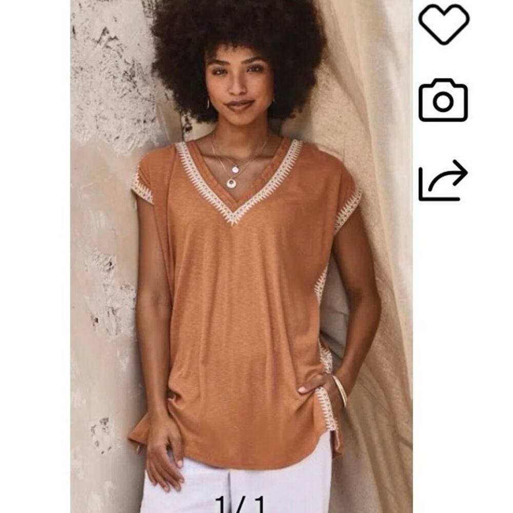 J. Jill tunic top Large woven embroidered cotton NWT breathable India boho